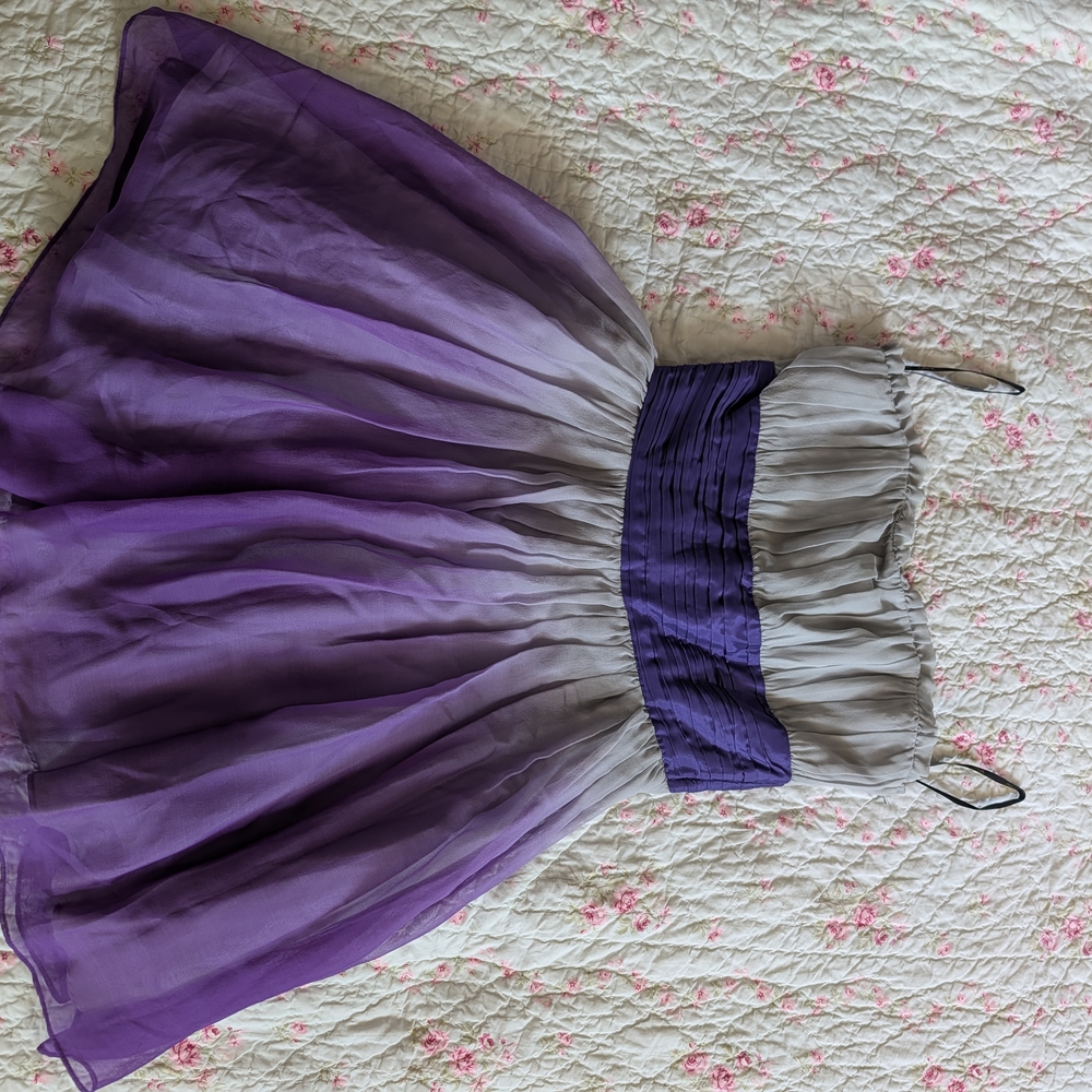 Strapless Purple Ombre Bow Party Dress - Picture 5 of 6